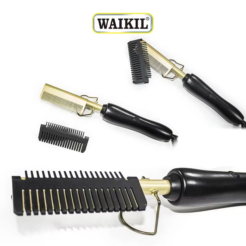 Peigne Chauffant Électrique 2-en-1 en Cuivre Haute Performance – Lisseur & Boucleur Professionnel pour Tous Types de Cheveux